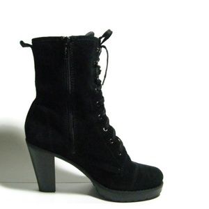 Kenneth Cole Lace Up Suede Booties Black
